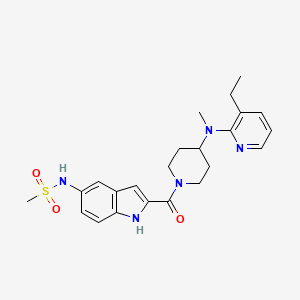 molecular formula C23H29N5O3S B12694159 4-Piperidinamine, N-(3-ethyl-2-pyridinyl)-N-methyl-1-((5-((methylsulfonyl)amino)-1H-indol-2-yl)carbonyl)- CAS No. 179556-62-8