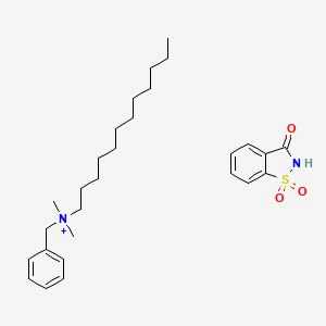 molecular formula C28H43N2O3S+ B12694213 benzyl-dodecyl-dimethylazanium;1,1-dioxo-1,2-benzothiazol-3-one CAS No. 2277-01-2