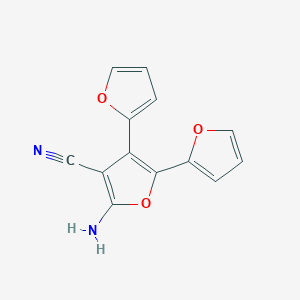 molecular formula C13H8N2O3 B1269427 2-氨基-3-氰基-4,5-二(呋喃-2-基)呋喃 CAS No. 24386-17-2