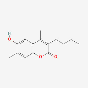 molecular formula C15H18O3 B12694290 2H-1-Benzopyran-2-one, 3-butyl-4,7-dimethyl-6-hydroxy- CAS No. 111052-75-6