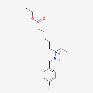 Ethyl (1)-7-(((4-fluorophenyl)methyl)amino)-8-methylnonan-1-oate