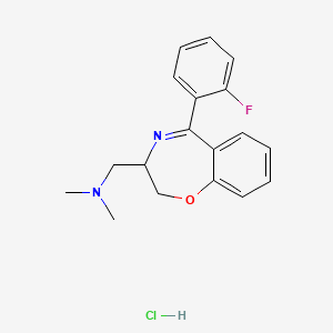 molecular formula C18H20ClFN2O B12694315 1,4-Benzoxazepine-3-methanamine, 2,3-dihydro-N,N-dimethyl-5-(2-fluorophenyl)-, monohydrochloride CAS No. 83658-56-4