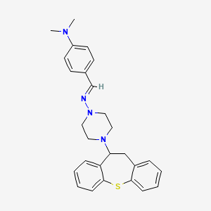 molecular formula C27H30N4S B12694389 1-Piperazinamine, 4-(10,11-dihydrodibenzo(b,f)thiepin-10-yl)-N-((4-(dimethylamino)phenyl)methylene)- CAS No. 86758-95-4