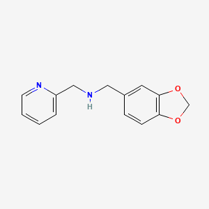molecular formula C14H14N2O2 B1269440 Benzo[1,3]dioxol-5-ylmethyl-pyridin-2-ylmethyl-amine CAS No. 626210-49-9