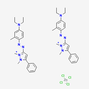 molecular formula C44H56Cl4N10Zn B12694409 Bis(3-((4-(diethylamino)-o-tolyl)azo)-1,2-dimethyl-5-phenyl-1H-pyrazolium) tetrachlorozincate CAS No. 94277-66-4