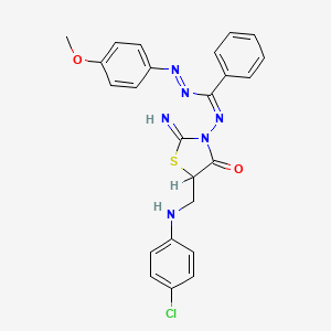 4-Thiazolidinone, 5-(((4-chlorophenyl)amino)methyl)-2-imino-3-((((4-methoxyphenyl)azo)phenylmethylene)amino)-