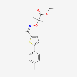 molecular formula C19H23NO3S B12694463 Propanoic acid, 2-methyl-2-(((1-(5-(4-methylphenyl)-2-thienyl)ethylidene)amino)oxy)-, ethyl ester CAS No. 93599-09-8