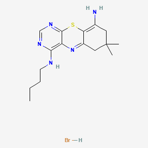 molecular formula C16H24BrN5S B12694506 6H-Pyrimido(4,5-b)(1,4)benzothiazine-4,9-diamine, 7,8-dihydro-N(sup 9)-butyl-7,7-dimethyl-, monohydrobromide CAS No. 103291-28-7