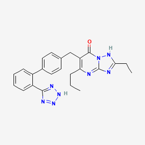 molecular formula C24H24N8O B12694549 (1,2,4)Triazolo(1,5-a)pyrimidin-7-ol, 2-ethyl-5-propyl-6-((2'-(1H-tetrazol-5-yl)(1,1'-biphenyl)-4-yl)methyl)- CAS No. 168152-69-0