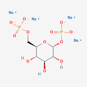 molecular formula C6H10Na4O12P2 B12694614 alpha-D-Glucopyranose, 1,6-bis(dihydrogen phosphate), tetrasodium salt CAS No. 83846-98-4