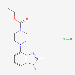 molecular formula C15H21ClN4O2 B12694677 1-Piperazinecarboxylic acid, 4-(2-methyl-1H-benzimidazol-4-yl)-, ethyl ester, monohydrochloride CAS No. 84806-95-1