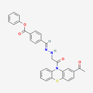 Benzoic acid, 4-(((2-(2-acetyl-10H-phenothiazin-10-yl)-2-oxoethyl)hydrazono)methyl)-, phenyl ester