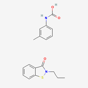 molecular formula C18H20N2O3S B12694737 (3-methylphenyl)carbamic acid;2-propyl-1,2-benzothiazol-3-one CAS No. 199173-10-9