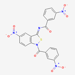 molecular formula C21H11N5O8S B12694769 3-Nitro-N-(5-nitro-1-(3-nitrobenzoyl)-2,1-benzisothiazol-3(1H)-ylidene)benzamide CAS No. 106532-77-8