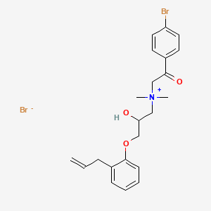 molecular formula C22H27Br2NO3 B12694786 Benzeneethanaminium, 4-bromo-N-(2-hydroxy-3-(2-(2-propenyl)phenoxy)propyl)-N,N-dimethyl-beta-oxo-, bromide CAS No. 105996-44-9