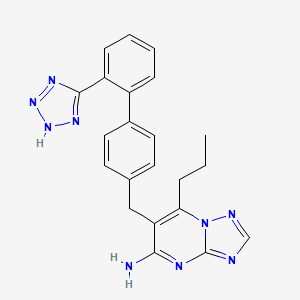 molecular formula C22H21N9 B12694835 (1,2,4)Triazolo(1,5-a)pyrimidin-5-amine, 7-propyl-6-((2'-(1H-tetrazol-5-yl)(1,1'-biphenyl)-4-yl)methyl)- CAS No. 168152-78-1