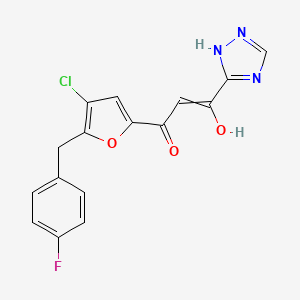 2-Propen-1-one, 1-(4-chloro-5-((4-fluorophenyl)methyl)-2-furanyl)-3-hydroxy-3-(1H-1,2,4-triazol-3-yl)-