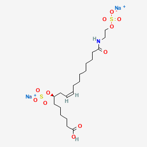 molecular formula C20H35NNa2O11S2 B12694912 Disodium hydrogen (R)-12-(sulphonatooxy)-N-(2-(sulphonatooxy)ethyl)oleamidate CAS No. 94135-45-2