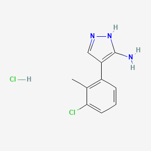 molecular formula C10H11Cl2N3 B12694913 3-Amino-4-(3-chloro-o-tolyl)pyrazole hydrochloride CAS No. 93506-00-4