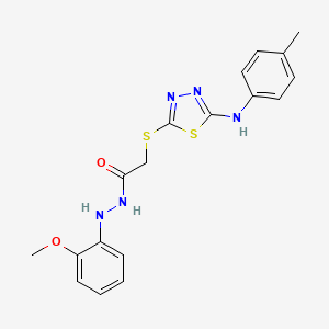 Acetic acid, ((5-((4-methylphenyl)amino)-1,3,4-thiadiazol-2-yl)thio)-, 2-(2-methoxyphenyl)hydrazide