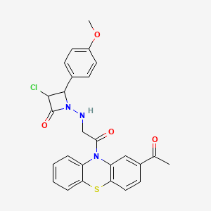 10H-Phenothiazine, 2-acetyl-10-(((3-chloro-2-(4-methoxyphenyl)-4-oxo-1-azetidinyl)amino)acetyl)-