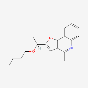 molecular formula C18H21NO2 B12695159 2-(1-Butoxyethyl)-4-methylfuro(3,2-c)quinoline CAS No. 88654-61-9