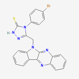 molecular formula C23H15BrN6S B12695209 3H-1,2,4-Triazole-3-thione, 2,4-dihydro-4-(4-bromophenyl)-5-(6H-indolo(2,3-b)quinoxalin-6-ylmethyl)- CAS No. 116989-71-0