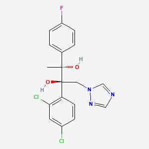 B12695304 2,3-Butanediol, 2-(2,4-dichlorophenyl)-3-(4-fluorophenyl)-1-(1H-1,2,4-triazol-1-yl)-, (2R,3R)- CAS No. 107680-11-5