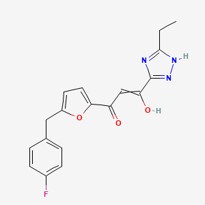 2-Propen-1-one, 3-(5-ethyl-1H-1,2,4-triazol-3-yl)-1-(5-((4-fluorophenyl)methyl)-2-furanyl)-3-hydroxy-