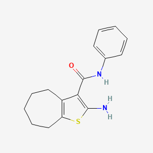 molecular formula C16H18N2OS B1269602 2-amino-N-phenyl-5,6,7,8-tetrahydro-4H-cyclohepta[b]thiophene-3-carboxamide CAS No. 329068-27-1