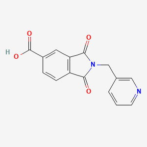 molecular formula C15H10N2O4 B1269703 1,3-Dioxo-2-(pyridin-3-ylmethyl)isoindoline-5-carboxylic acid CAS No. 348125-25-7