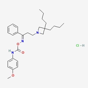 1-Propanone, 3-(3,3-dibutyl-1-azetidinyl)-1-phenyl-, O-(((4-methoxyphenyl)amino)carbonyl)oxime, monohydrochloride