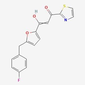 2-Propen-1-one, 1-(5-((4-fluorophenyl)methyl)-2-furanyl)-3-hydroxy-3-(2-thiazolyl)-