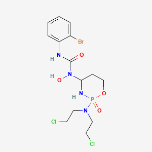 molecular formula C14H20BrCl2N4O4P B12697274 Urea, N-(2-(bis(2-chloroethyl)amino)tetrahydro-2H-1,3,2-oxazaphosphorin-4-yl)-N'-(2-bromophenyl)-N-hydroxy-, P-oxide CAS No. 97139-60-1