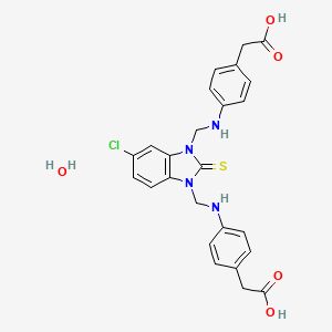 Benzeneacetic acid, 4,4'-((5-chloro-2-thioxo-1H-benzimidazole-1,3(2H)-diyl)bis(methyleneimino))bis-, hydrate