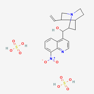 molecular formula C19H25N3O11S2 B12697301 (5-ethenyl-1-azabicyclo[2.2.2]octan-2-yl)-(8-nitroquinolin-4-yl)methanol;sulfuric acid CAS No. 93919-36-9