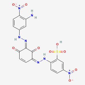 B12697461 2-((3-((3-Amino-4-nitrophenyl)azo)-2,4-dihydroxyphenyl)azo)-5-nitrobenzenesulphonic acid CAS No. 84100-00-5