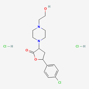 2(3H)-Furanone, dihydro-5-(4-chlorophenyl)-3-(4-(2-hydroxyethyl)-1-piperazinyl)-, dihydrochloride