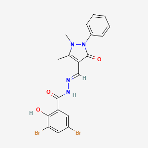 3,5-Dibromo-N'-((1,5-dimethyl-3-oxo-2-phenyl-2,3-dihydro-1H-pyrazol-4-yl)methylene)-2-hydroxybenzohydrazide