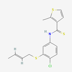 3-Thiophenecarbothioamide, N-(4-chloro-3-((2E)-butenylthio)phenyl)-2-methyl-