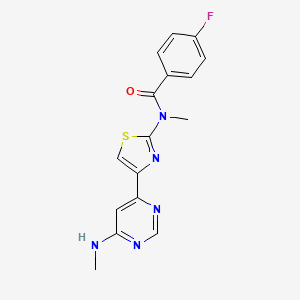 molecular formula C16H14FN5OS B12699648 4-Fluoro-N-methyl-N-(4-(6-(methylamino)pyrimidin-4-yl)-1,3-thiazol-2-yl)benzamide CAS No. 932737-71-8