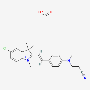 molecular formula C23H25ClN3.C2H3O2<br>C25H28ClN3O2 B12699670 5-Chloro-2-(2-(4-((2-cyanoethyl)methylamino)phenyl)vinyl)-1,3,3-trimethyl-3H-indolium acetate CAS No. 93686-61-4