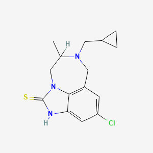 molecular formula C15H18ClN3S B12699695 Imidazo(4,5,1-jk)(1,4)benzodiazepine-2(1H)-thione, 9-chloro-6-(cyclopropylmethyl)-4,5,6,7-tetrahydro-5-methyl- CAS No. 257891-78-4