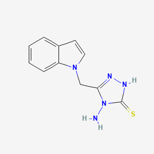 molecular formula C11H11N5S B12699804 3H-1,2,4-Triazole-3-thione, 4-amino-2,4-dihydro-5-(1H-indol-1-ylmethyl)- CAS No. 478550-49-1