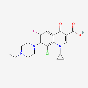 molecular formula C19H21ClFN3O3 B12699820 3-Quinolinecarboxylic acid, 8-chloro-1-cyclopropyl-7-(4-ethyl-1-piperazinyl)-6-fluoro-1,4-dihydro-4-oxo- CAS No. 116020-28-1