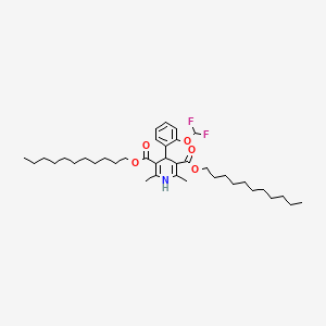 molecular formula C38H59F2NO5 B12699826 3,5-Pyridinedicarboxylic acid, 1,4-dihydro-4-(2-(difluoromethoxy)phenyl)-2,6-dimethyl-, diundecyl ester CAS No. 117654-53-2