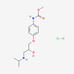 molecular formula C14H23ClN2O4 B12699830 Carbamic acid, (4-(2-hydroxy-3-((1-methylethyl)amino)propoxy)phenyl)-, methyl ester, monohydrochloride CAS No. 83263-73-4