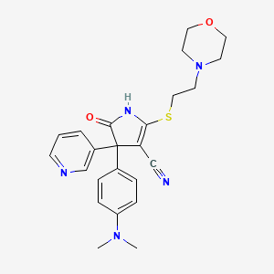 molecular formula C24H27N5O2S B12699838 1H-Pyrrole-3-carbonitrile, 4,5-dihydro-4-(4-(dimethylamino)phenyl)-2-((2-(4-morpholinyl)ethyl)thio)-5-oxo-4-(3-pyridinyl)- CAS No. 88709-65-3