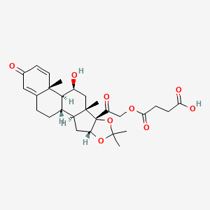 molecular formula C28H36O9 B12699944 11beta,21-Dihydroxy-16alpha,17-(isopropylidenedioxy)pregna-1,4-diene-3,20-dione 21-(hydrogen succinate) CAS No. 78806-74-3