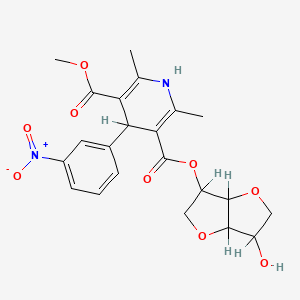 molecular formula C22H24N2O9 B12699987 5-O-(3-hydroxy-2,3,3a,5,6,6a-hexahydrofuro[3,2-b]furan-6-yl) 3-O-methyl 2,6-dimethyl-4-(3-nitrophenyl)-1,4-dihydropyridine-3,5-dicarboxylate CAS No. 133908-64-2